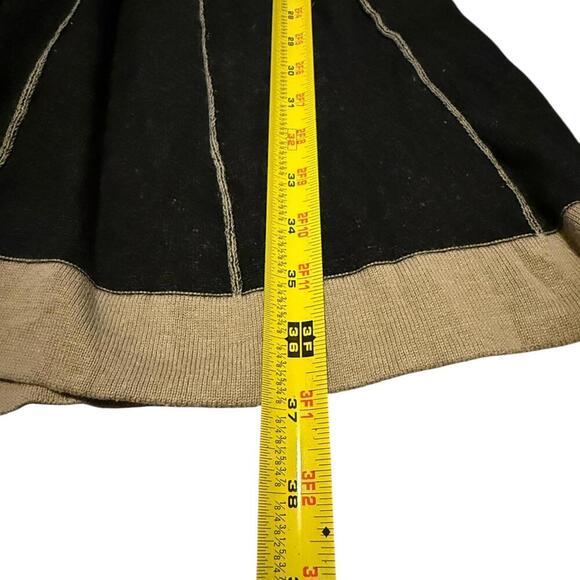 Y2K Nine West Knit Sweater Dress Black Tan Trim Small Fit Flare Retro - Picture 5 of 6